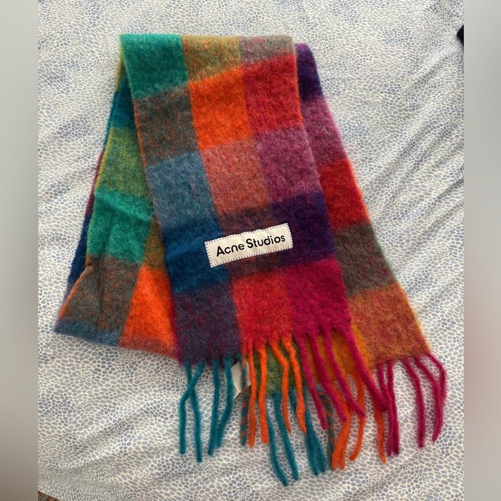 Acne Fringe Checked Scarf